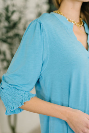 Lizzy Smock Top in Coastal Blue by Dear Scarlett