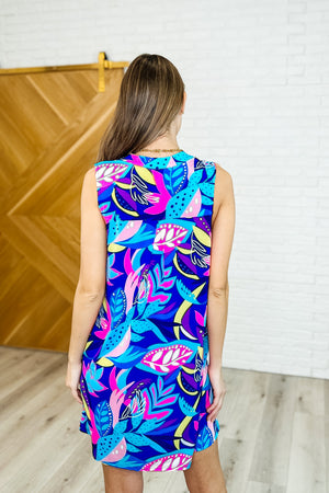 Lizzy Tank Dress in Bright Royal Floral by Dear Scarlett