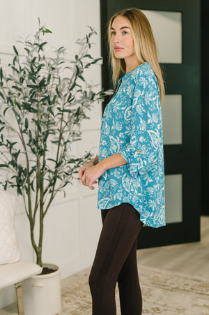 Lizzy Top in Aqua Paisley by Dear Scarlett