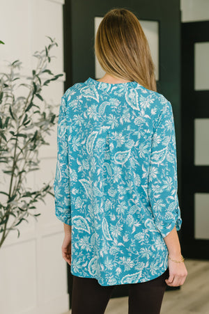 Lizzy Top in Aqua Paisley by Dear Scarlett