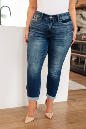 Judy Blue Mid Rise Non Distressed Boyfriend Jeans