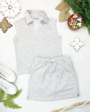 Luxe Collar Tank/Skort Set - Heathered Neutral by Michelle Mae