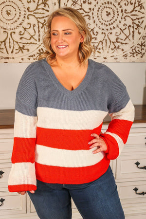 USA Colorblock Stripes Sweater by Michelle Mae