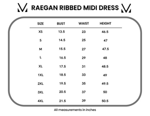 Reagan Ribbed Midi Dress - Rust by Michelle Mae