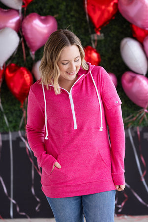 Pixie Pocket Halfzip Hoodie - Hot Pink by Michelle Mae