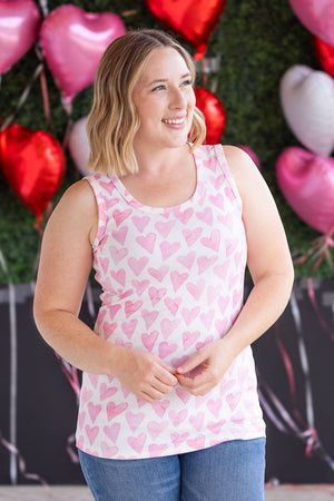 Ava Tank - Blushing Pink Hearts by Michelle Mae