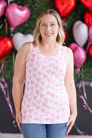 Ava Tank - Blushing Pink Hearts by Michelle Mae