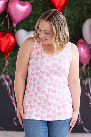 Ava Tank - Blushing Pink Hearts by Michelle Mae