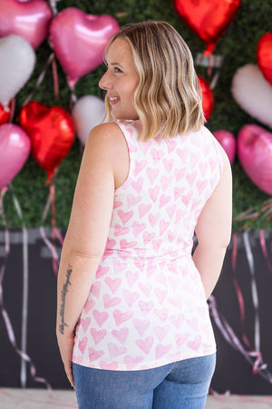 Ava Tank - Blushing Pink Hearts by Michelle Mae
