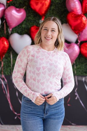 Blair Long Sleeve Top -  Blushing Pink Hearts by Michelle Mae