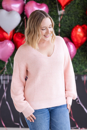 Bethany Bow Knit Sweater - Light Pink by Michelle Mae