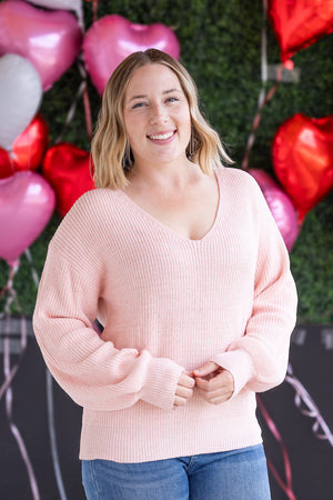 Bethany Bow Knit Sweater - Light Pink by Michelle Mae