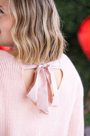 Bethany Bow Knit Sweater - Light Pink by Michelle Mae