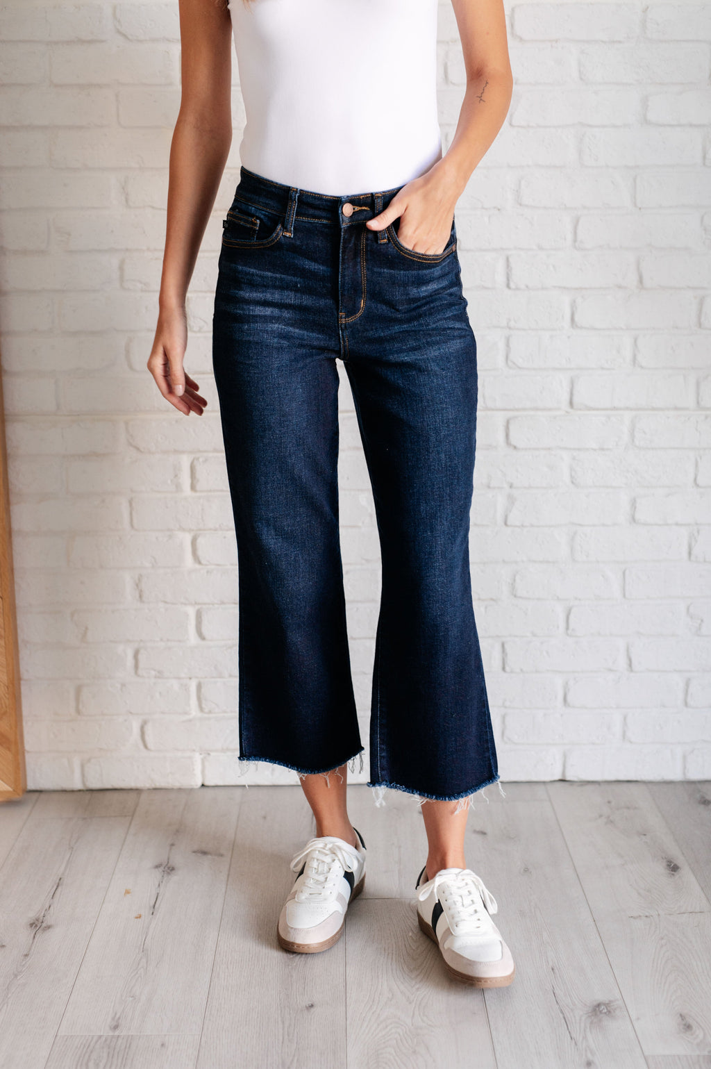 Judy Blue High Waist Cropped Wide Leg Non Distressed Jeans