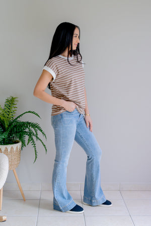 Magical Mystery Striped Tee in Mocha