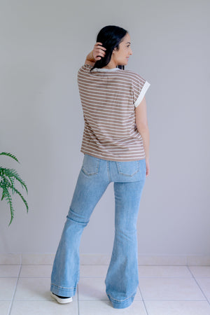 Magical Mystery Striped Tee in Mocha