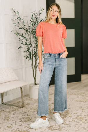 Judy Blue Mid Rise Ankle Wide Leg Hollywood Waistband Fray Hem Jeans