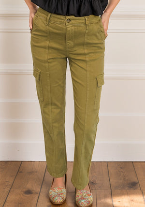 Judy Blue High Waist Straight Leg Cargo Jeans in Matcha Green