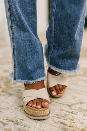 Judy Blue High Waist Distressed Bootcut Fray Hem Jeans