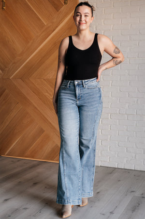 Judy Blue High Waist Side Seam Detail Wide Leg Retro Jeans