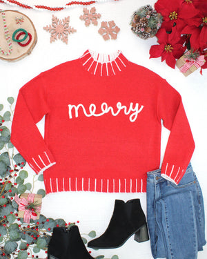 PREBOOK Merry Mock Neck Sweater - Red