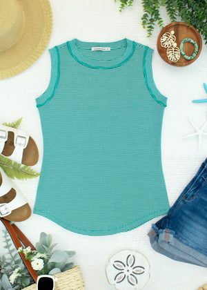 Morgan Micro Striped Tank - Jade by Michelle Mae