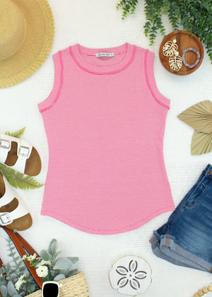 Morgan Micro Striped Tank - Pink by Michelle Mae