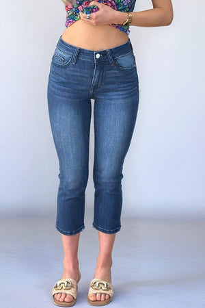 Judy Blue Mid Rise Non Distressed Skinny Capri Jeans