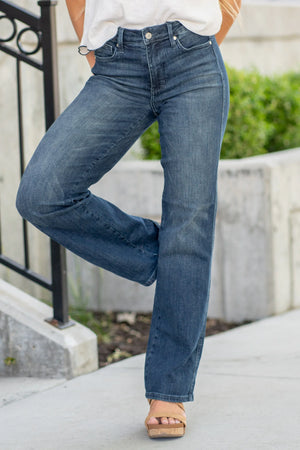 Judy Blue Mid Rise Tummy Control Classic Straight Leg Non Distressed Jeans