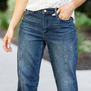 Judy Blue Mid Rise Western Seam Detail Straight Leg Jeans