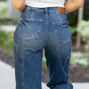 Judy Blue Mid Rise Western Seam Detail Straight Leg Jeans