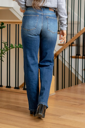 Judy Blue Mid rise Side Seam Detail Straight Leg Jeans