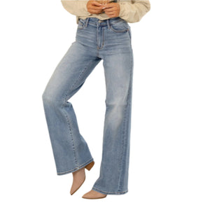 Judy Blue High Waist Wide Leg Vintage Wash Retro Jeans