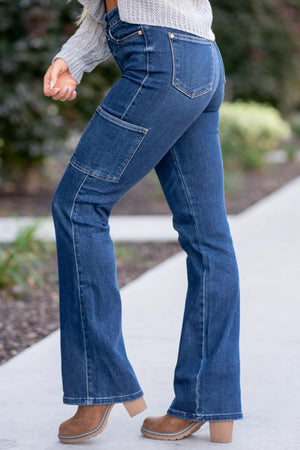 Judy Blue Mid Rise Boot Cut Cargo Jeans