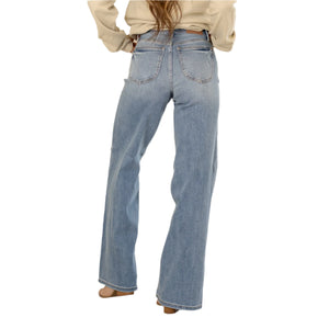 Judy Blue High Waist Wide Leg Vintage Wash Retro Jeans