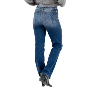 Judy Blue High Waist Vintage Dark Wash Thermal Straight Leg Jeans