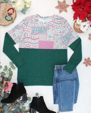 PREBOOK Natalie Pullover - Holiday Patchwork