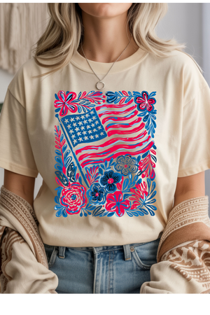 Boho American Flag Graphic Tee