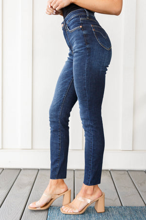 Judy Blue Hi Rise Tummy Control Raw Hem Skinny Jeans