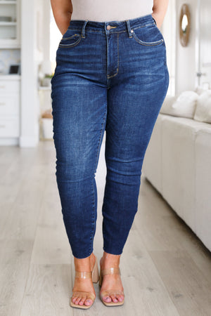 Judy Blue Hi Rise Tummy Control Raw Hem Skinny Jeans