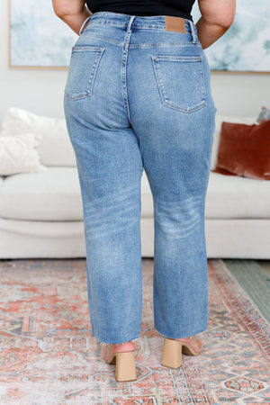 Judy Blue High Rise Rigid Magic Destroy Slim Straight Leg Jeans