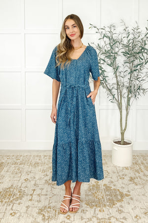 Olive Dress in Blue Vineyard