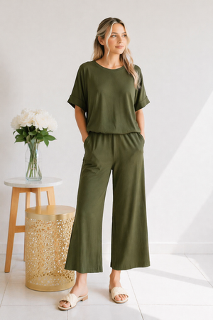 Olive You Always Buttery Soft Cropped Set