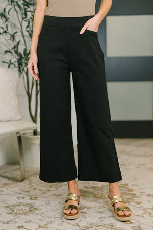 Only Pair High Waisted Wide Leg Bottoms in Black by Dear Scarlett