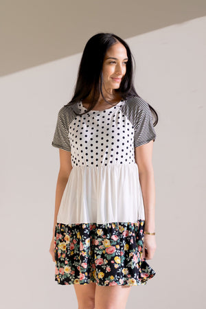 Overcast Petal Babydoll Dress - Black