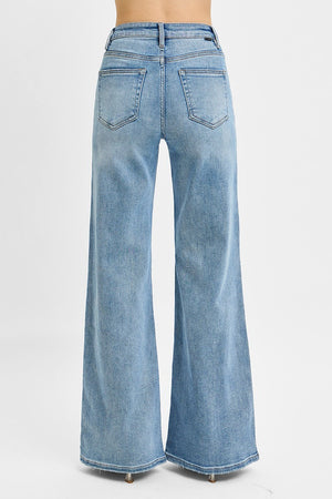RISEN High Waist Wide Leg Front Yoke Detailed Jeans