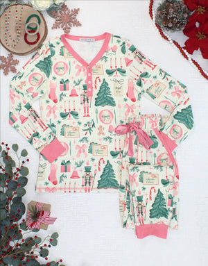 PREBOOK Cozy Pajama Set - Pink Pine Noel