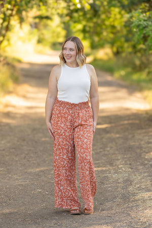 Presley Palazzo Pants - Rust Leaves by Michelle Mae