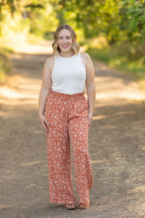 Presley Palazzo Pants - Rust Leaves by Michelle Mae