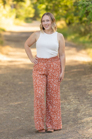 Presley Palazzo Pants - Rust Leaves by Michelle Mae